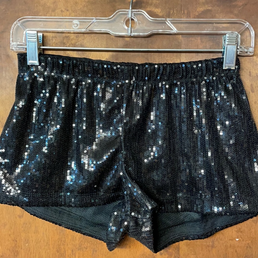Ladies small black sequin shorts